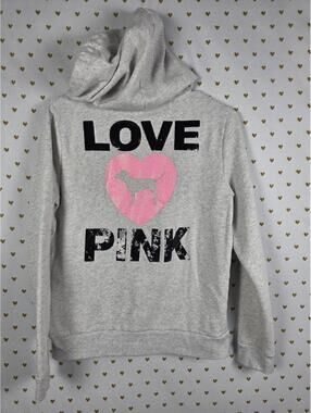 Victorias Secret Pink BLING SEQUINED Campus Originals GLITTER Full Zip Hoodie M